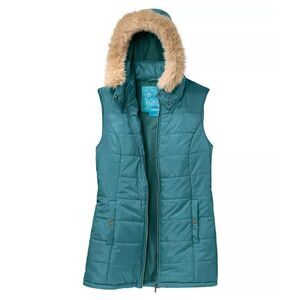 Atlas for Women Womens/Ladies Detachable Hood Longline Vest / Pigeon Blue
